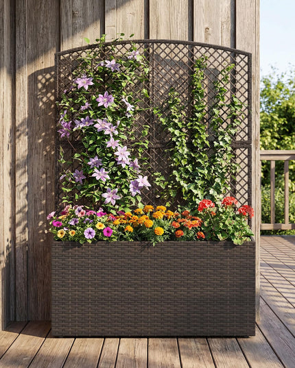 Jardinière haute en rotin PE Giantex 58"/49" avec doublure et drainage