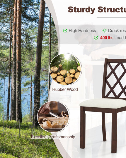 Giantex Wood Dining Chairs Set of 2, Farmhouse Kitchen Chair with Rubber Wood Legs, Max Load 400 Lbs