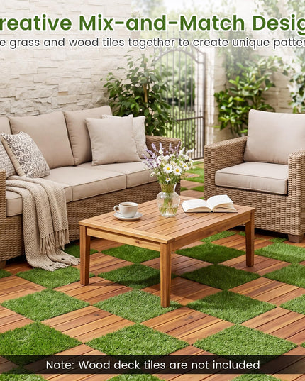 Giantex 30 Pack Interlocking Artificial Grass Tiles (12" x 12")