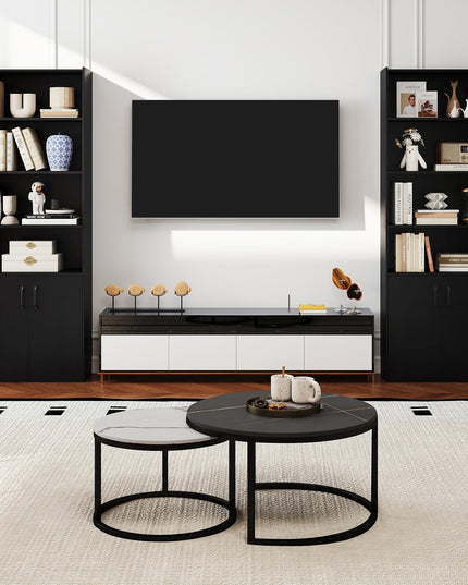 Giantex 70" Bookcase with 2 Doors Cabinet & Multipurpose Display Rack