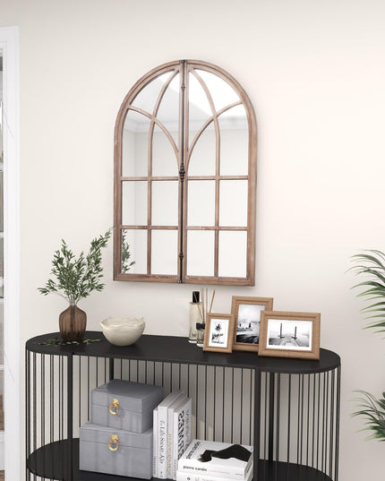 CHARMAID Farmhouse Arched Window Mirror - 34"x23" Arch Mirror Wall Decor