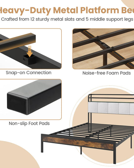 Giantex Bed Frame with Storage Headboard