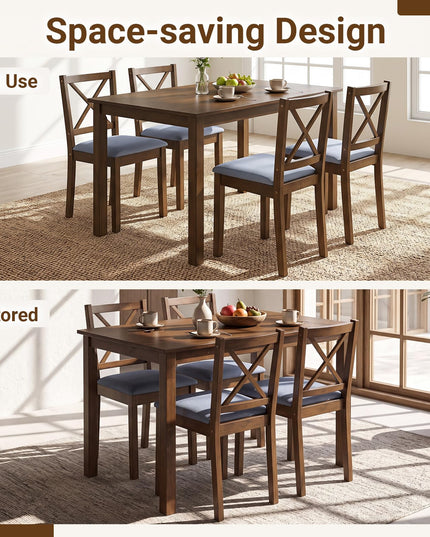 GIANTEX Dining Table Set with X-Shaped Backrest for Small Space