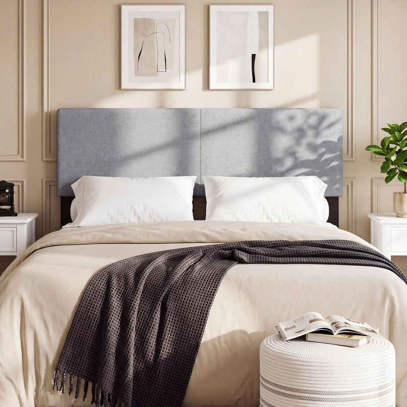 Giantex Linen Upholstered Headboard Queen/Full Size Vertical Quilted Fabric Head Board