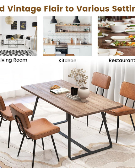 Giantex PU Leather Dining Chairs Set of 2/4, Upholstered Kitchen Chairs w/Padded Backrest & Seat, Metal Legs