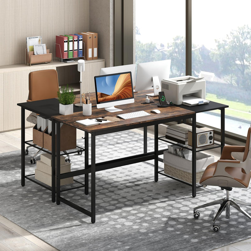 Giantex 59 Inch Computer Desk with Charging Station Study Writing Desk