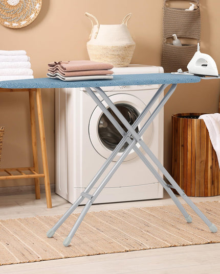 Giantex Full Size Ironing Board with Iron Rest, 57" x 15" Carbon Steel Iron Table with 7-Level Height & Heat Resistant Cover