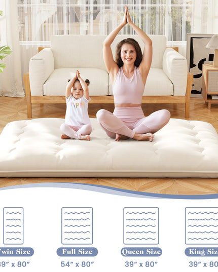 Giantex Japanese Floor Mattress Futon Mattress, Roll Up Mattress Tatami Mat with Washable Cover and Carry Bag
