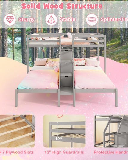 Giantex Twin Over Twin & Twin Bunk Bed for Kids Teens