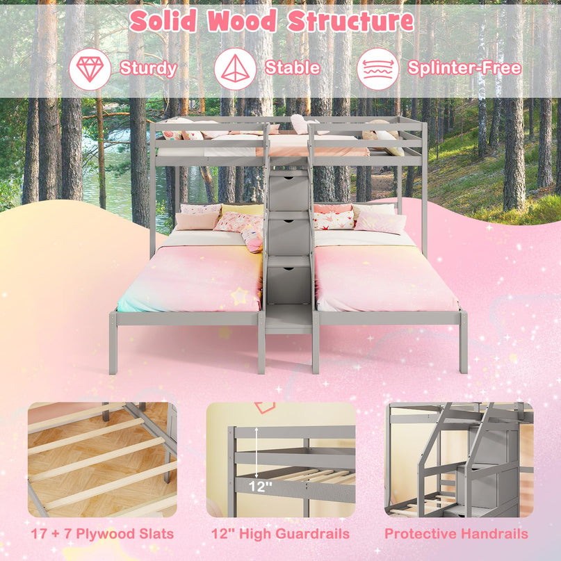 Giantex Twin Over Twin & Twin Bunk Bed for Kids Teens