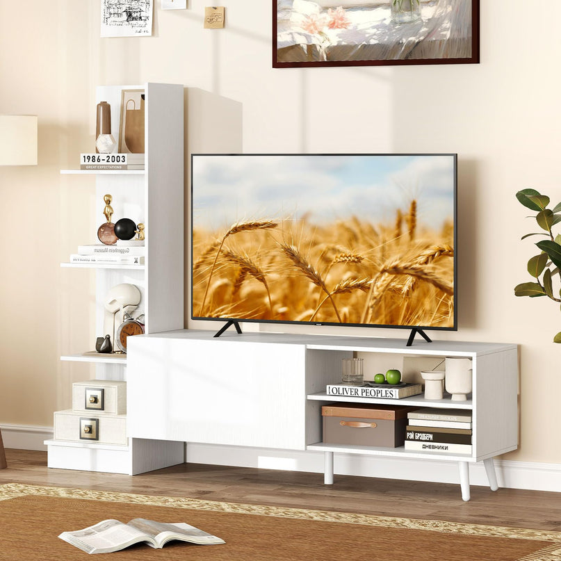 Giantex Book Shelf TV Stand for 50 Inch TV L-Shaped Entertainment