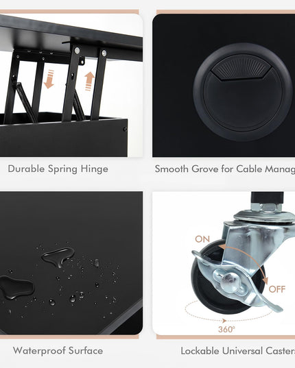 Giantex Lift Top End Table with Charging Station