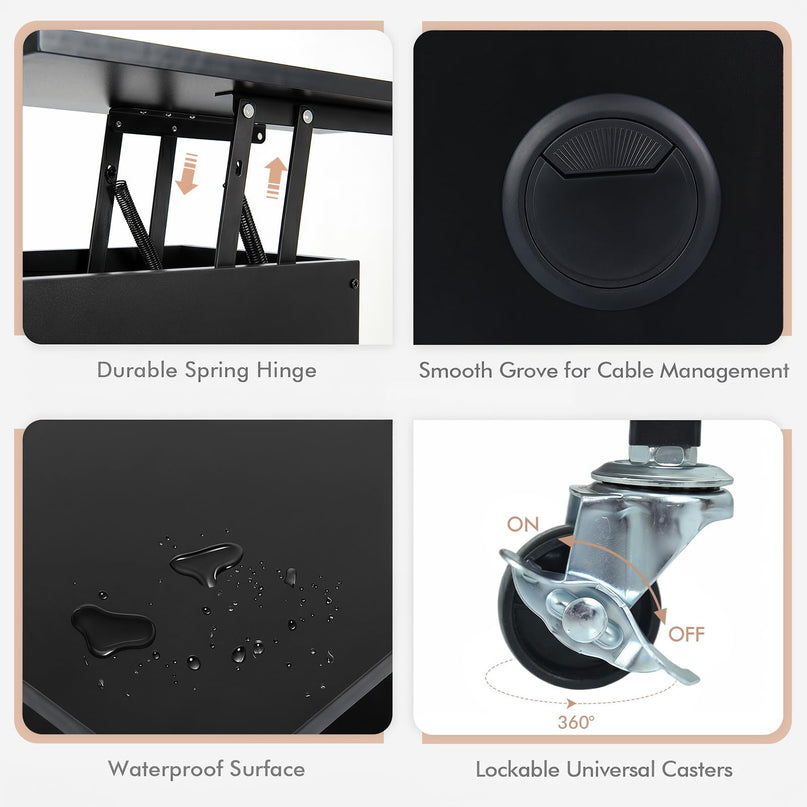 Giantex Lift Top End Table with Charging Station