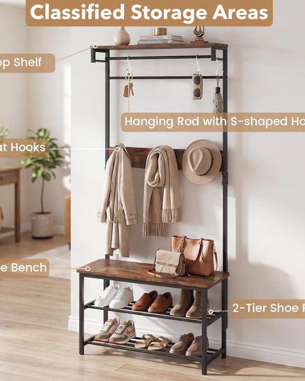 Meuble d'entrée Giantex 4-en-1 avec banc et rangement à chaussures