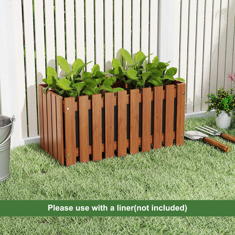 Giantex Slat Style Planter Box for Growing Vegetables Flowers Herbs