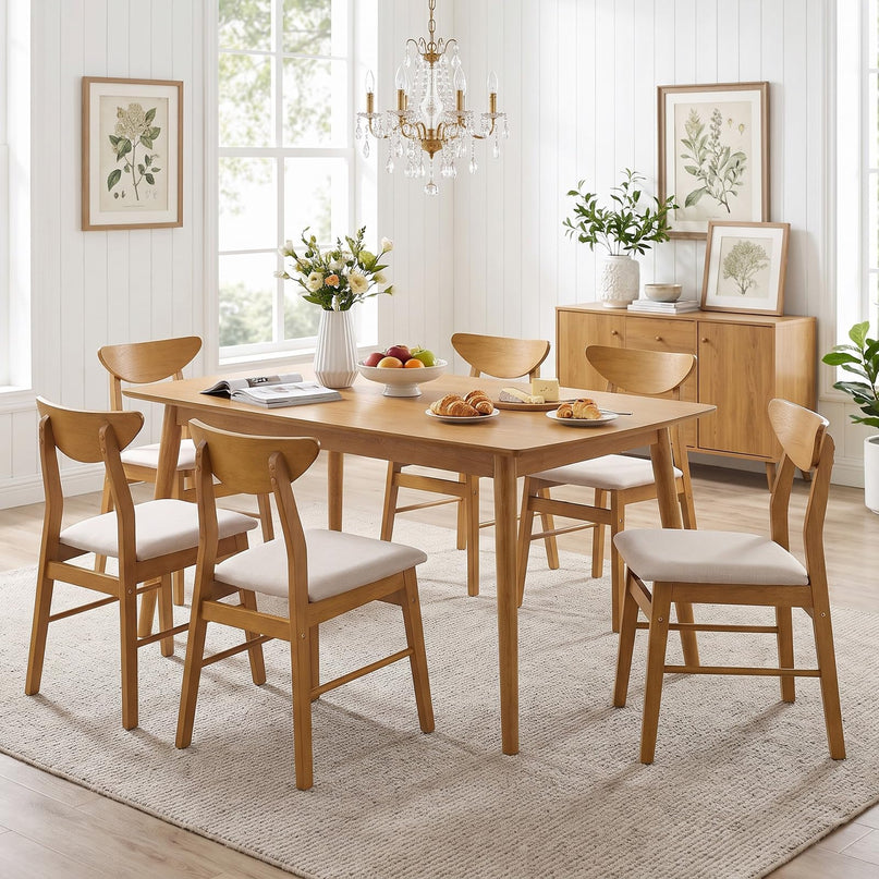 GIANTEX Upholstered Dining Chairs Set of 2/4 w/ Comfortable Upholstered Seat