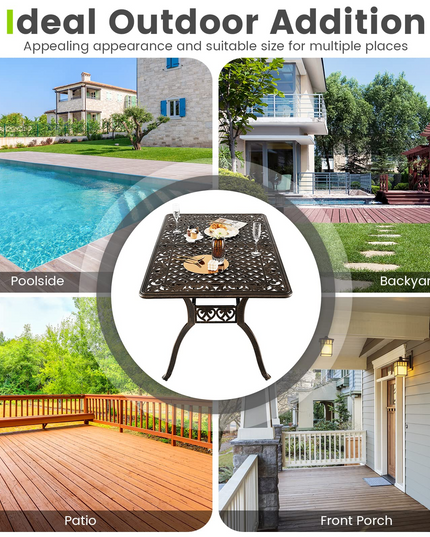 Giantex Patio Dining Table, Cast Aluminum Outdoor Table for 6 or 8 Persons, Heavy-Duty Structure