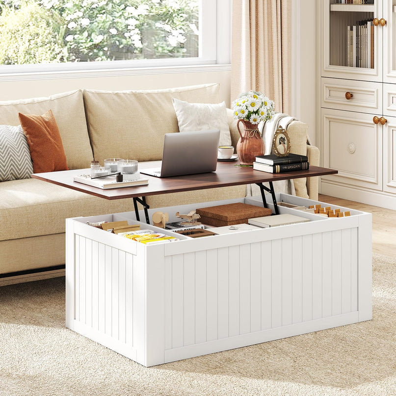 Giantex 47" Farmhouse Lift Top Coffee Table with Storage