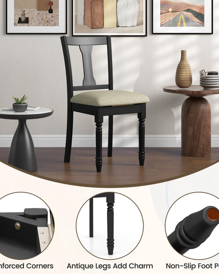 Giantex Wood Dining Chairs Set Farmhouse Dining Room Chair with Cushion Seat, Armless Wooden Dining Side Chairs