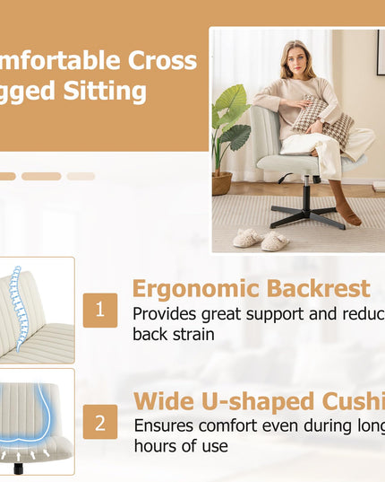Giantex Criss Cross Chair, Fabric Cross Legged Office Desk Chair No Wheels