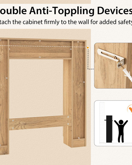 Giantex Over The Toilet Storage Cabinet, Double Door Freestanding Bathroom Organizer