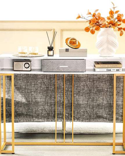 Giantex Console Table with Drawer - Sofa Side Table with Anti-Toppling Device & Adjustable Foot Pads