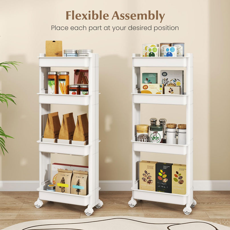 Giantex 4-Tier Slim Rolling Storage Cart 9" W Narrow Slide