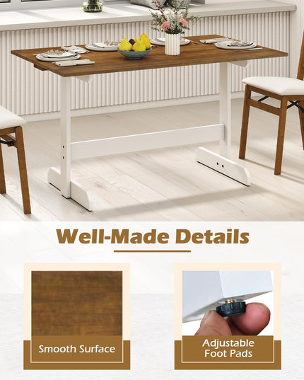 Table à manger Giantex 55 pouces avec pieds en bois d'hévéa en forme de H