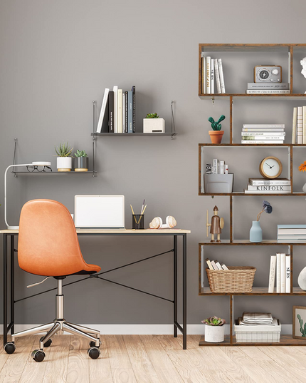 Giantex Geometric Bookcase Rustic, Solid Wood S-Shaped Bookshelf