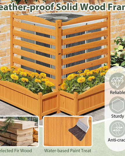 Giantex Air Conditioner Fence Outdoor, Wood Privacy Screen with Planter Box