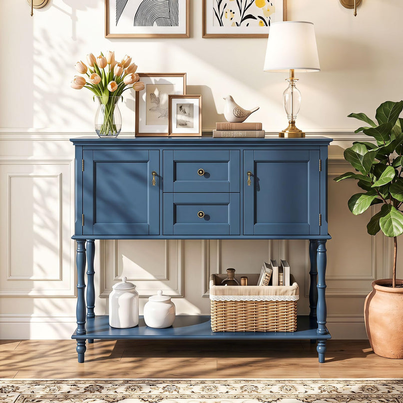 GIANTEX Narrow Console Table with 2 Drawers & 2 Door Cabinets