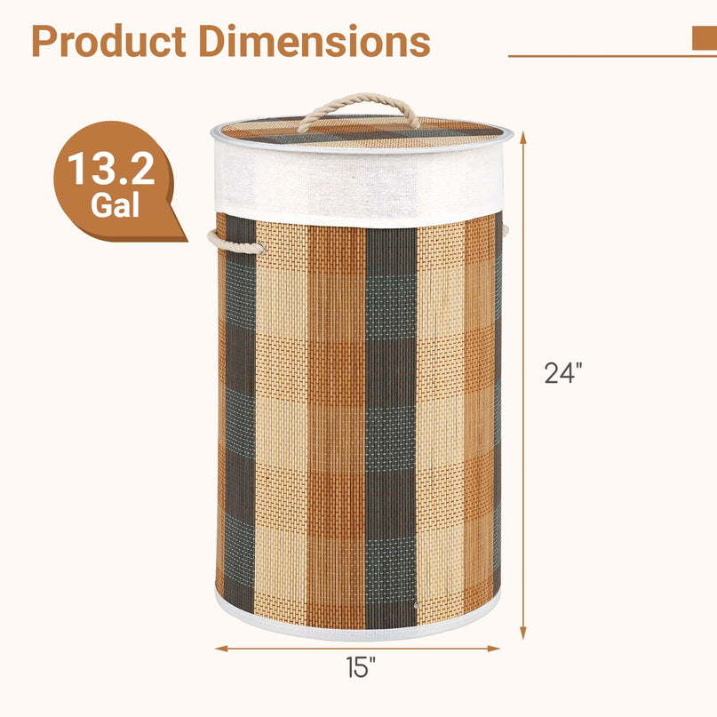 Giantex 13.2 Gal Large Capacity Clothes Hamper w/Removable & Machine-Washable Liner & 3 Handles
