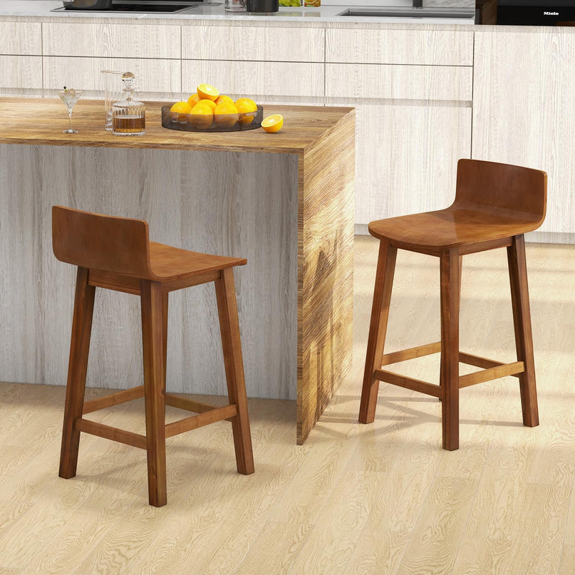 Giantex 2 or 4 Bar Stools Set with Low Back & Footrest