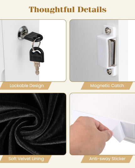 Wall Mounted Jewelry Armoire with Full Length Mirror