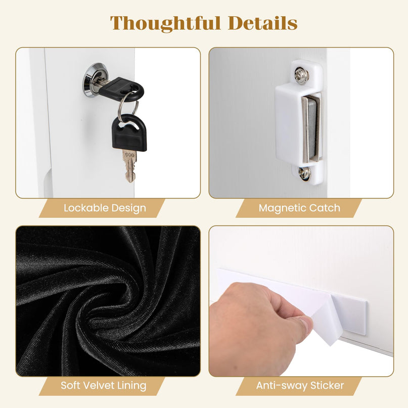 Wall Mounted Jewelry Armoire with Full Length Mirror