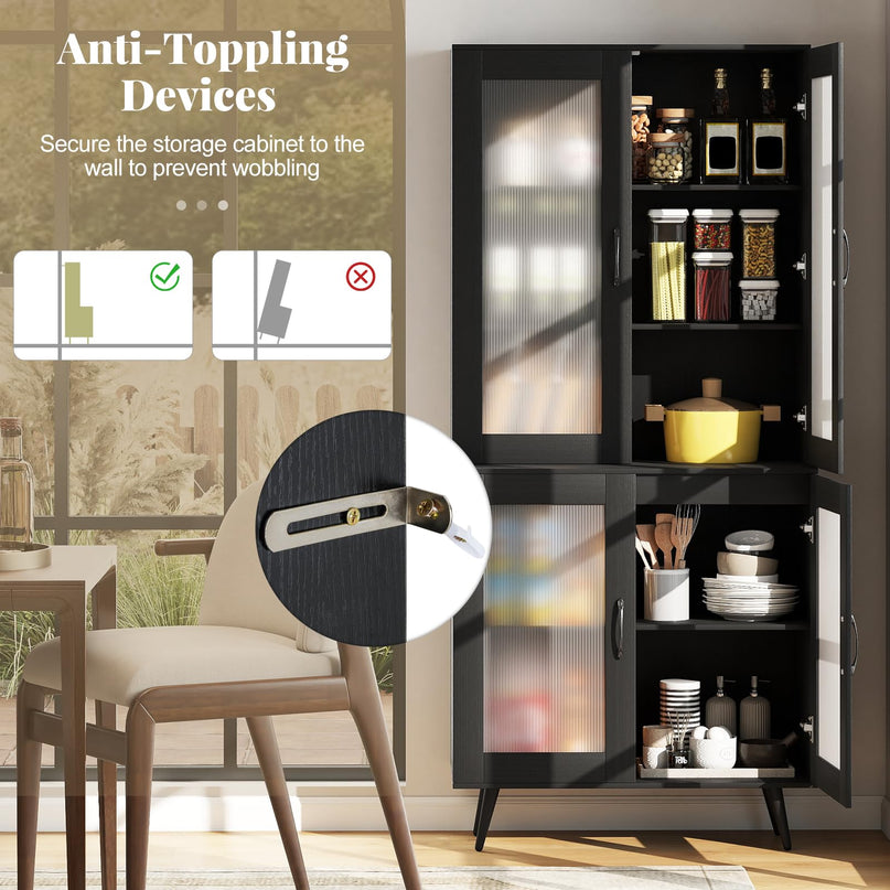 Giantex Kitchen Pantry Cabine with 4 Transparent Doors