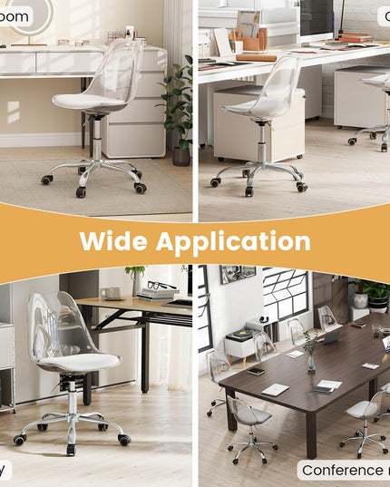 Giantex Acrylic Clear Desk Chair with PU Leather Cushion