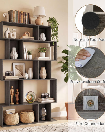 Giantex 5-Tier Bookshelf | 10-Cube Geometric Book Case with 5 Closed-Back Cubbies