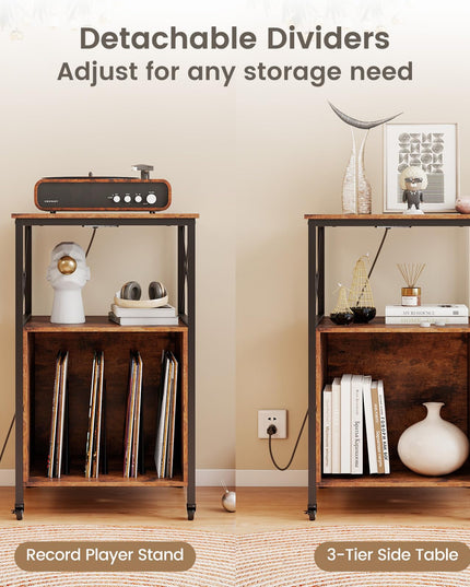Giantex Record Player Stand with Charging Station for Living Room