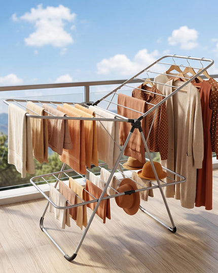 Giantex Foldable Clothes Drying Rack 2-Tier Aluminum Laundry Drying Rack