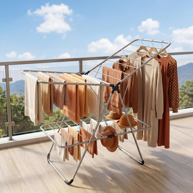 Giantex Foldable Clothes Drying Rack 2-Tier Aluminum Laundry Drying Rack
