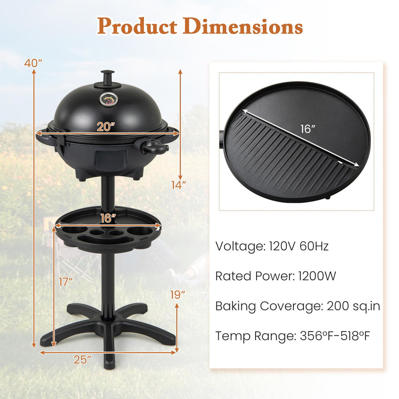 Giantex Electric Grill Outdoor, 1200W Electric BBQ Grills