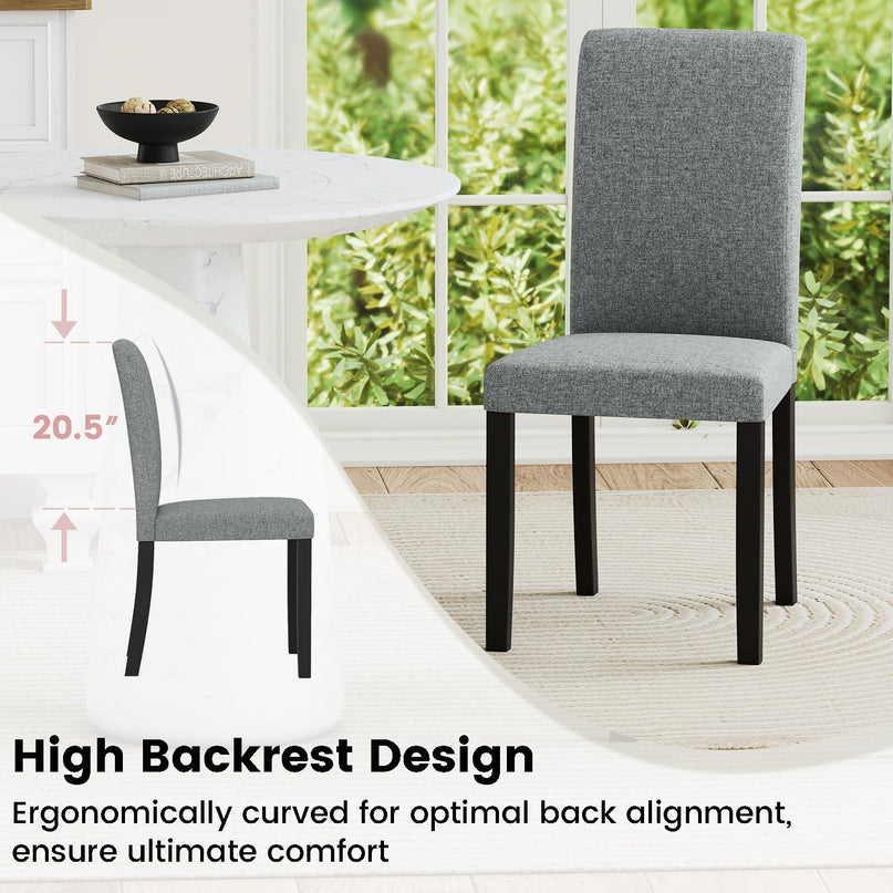 Giantex Upholstered Dining Chairs Set of 2/4 w/Rubber Wood Legs