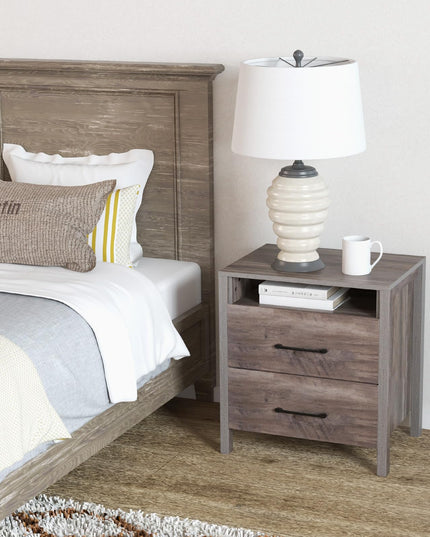 Giantex Farmhouse Nightstand, Rustic Wood Bedside Table