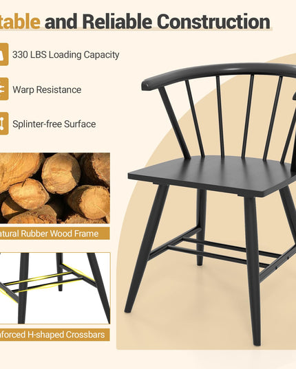 Giantex Windsor Dining Chairs Set of 2/4 w/Solid Rubber Wood Frame