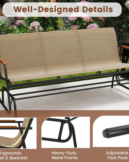 Giantex 3-Person Swing Gliding Loveseat with Curved Teak Armrests