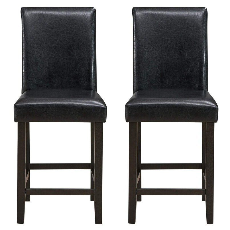 Giantex 25 inch Wooden Vintage Bar Chairs, Counter Stools w/ Upholstered Foam Cushion & Solid Rubber Wood Legs