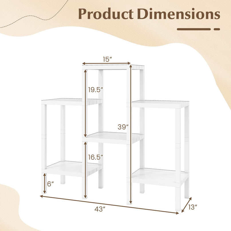 Giantex 6-Tier Plastic Modular Storage Shelves | Open Display Utility Shelving Unit