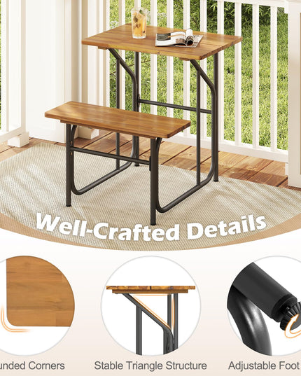 Giantex Single Picnic Table Bench Set with Rectangular Tabletop