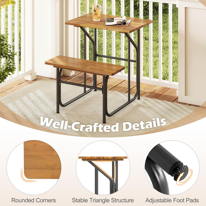 Giantex Single Picnic Table Bench Set with Rectangular Tabletop